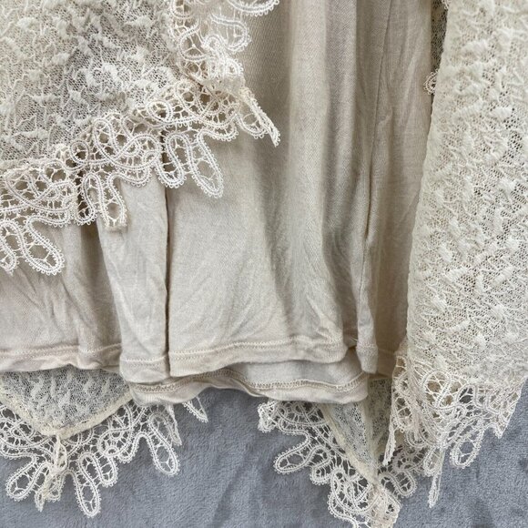 Free People Cream Black Lace Fit & Flare Mini Dress Keyhole Back - Picture 9 of 15